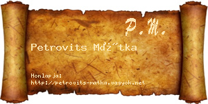 Petrovits Mátka névjegykártya